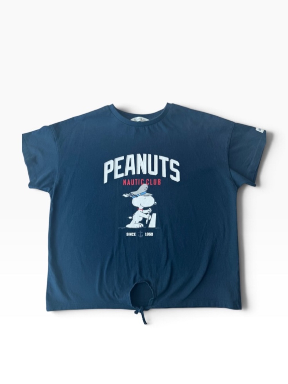 Mango Girls Peanuts Snoopy Navy Tie-Front T-Shirt Size 13-14 Years